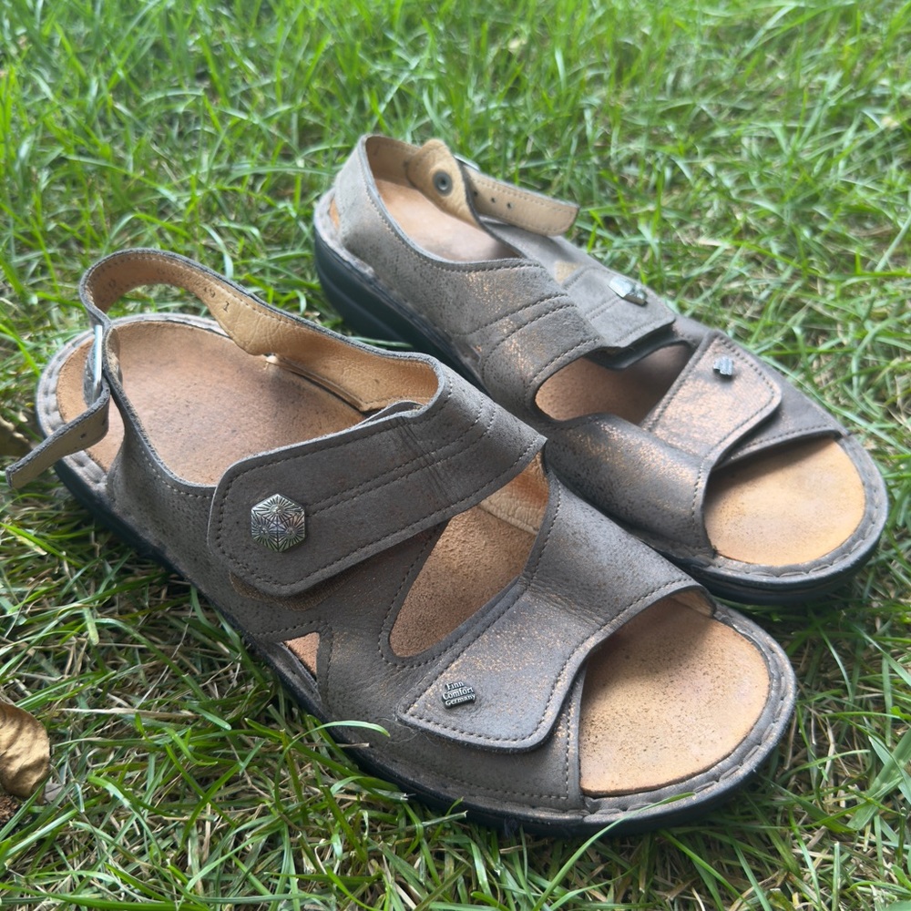 Finn Comfort GOMERA Women’s Sz 39/8.5 Gray Leather Slingback Sandals